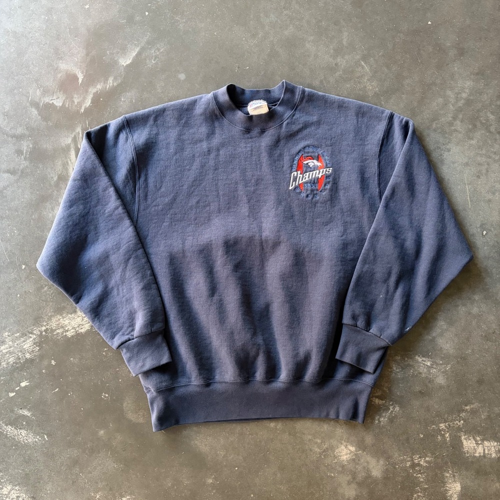 Vintage Pro Layer Denver Broncos Super Bowl XXXII Champs Sweatshirt Navy Large